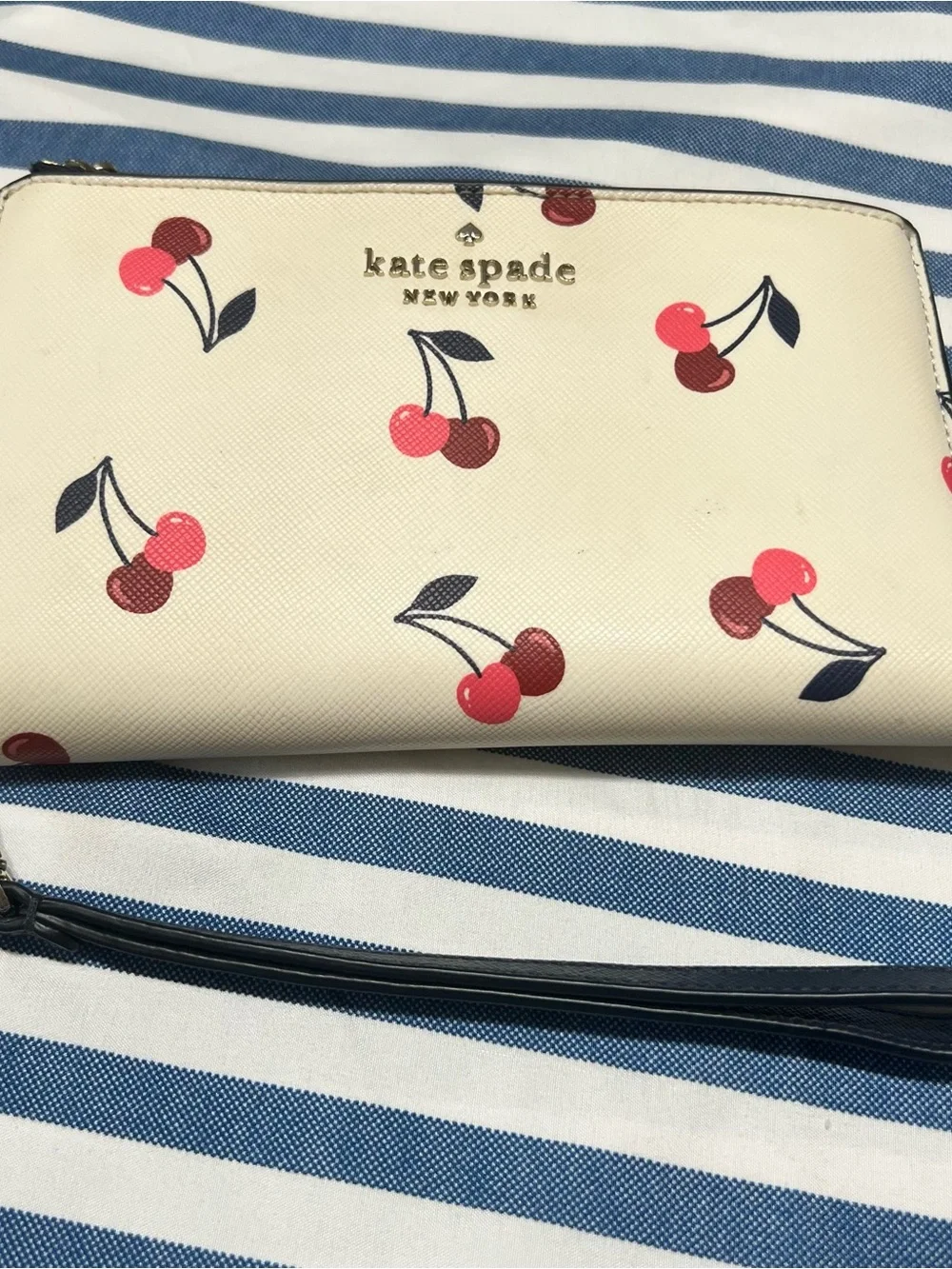 kate spade Cream Cherry-Print Wristlet